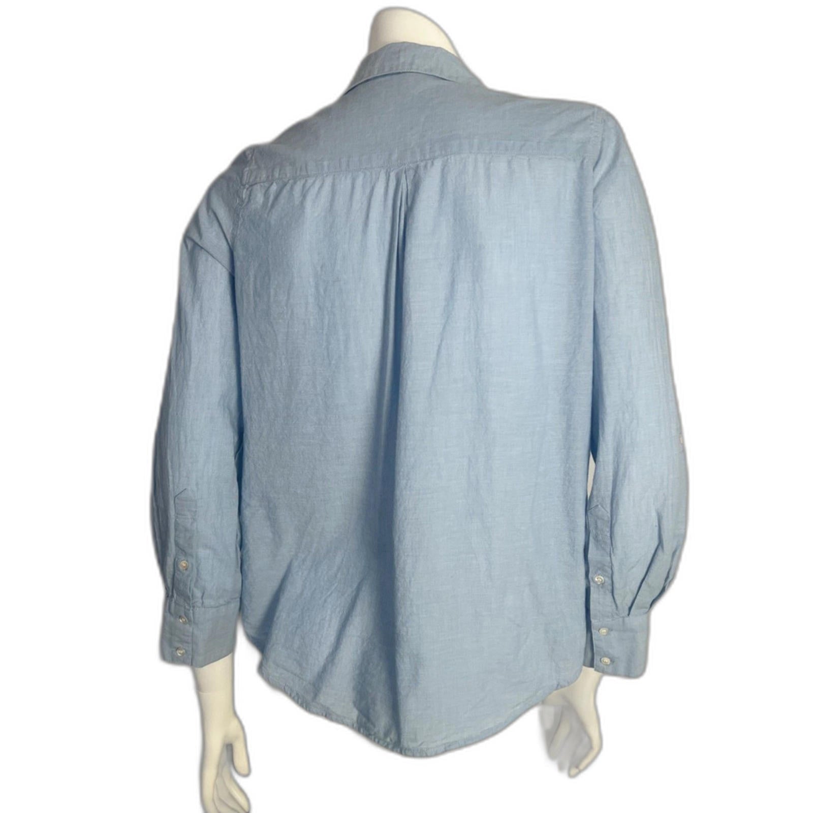 Joie Blue Chambray Button Up Blouse Women's Size M