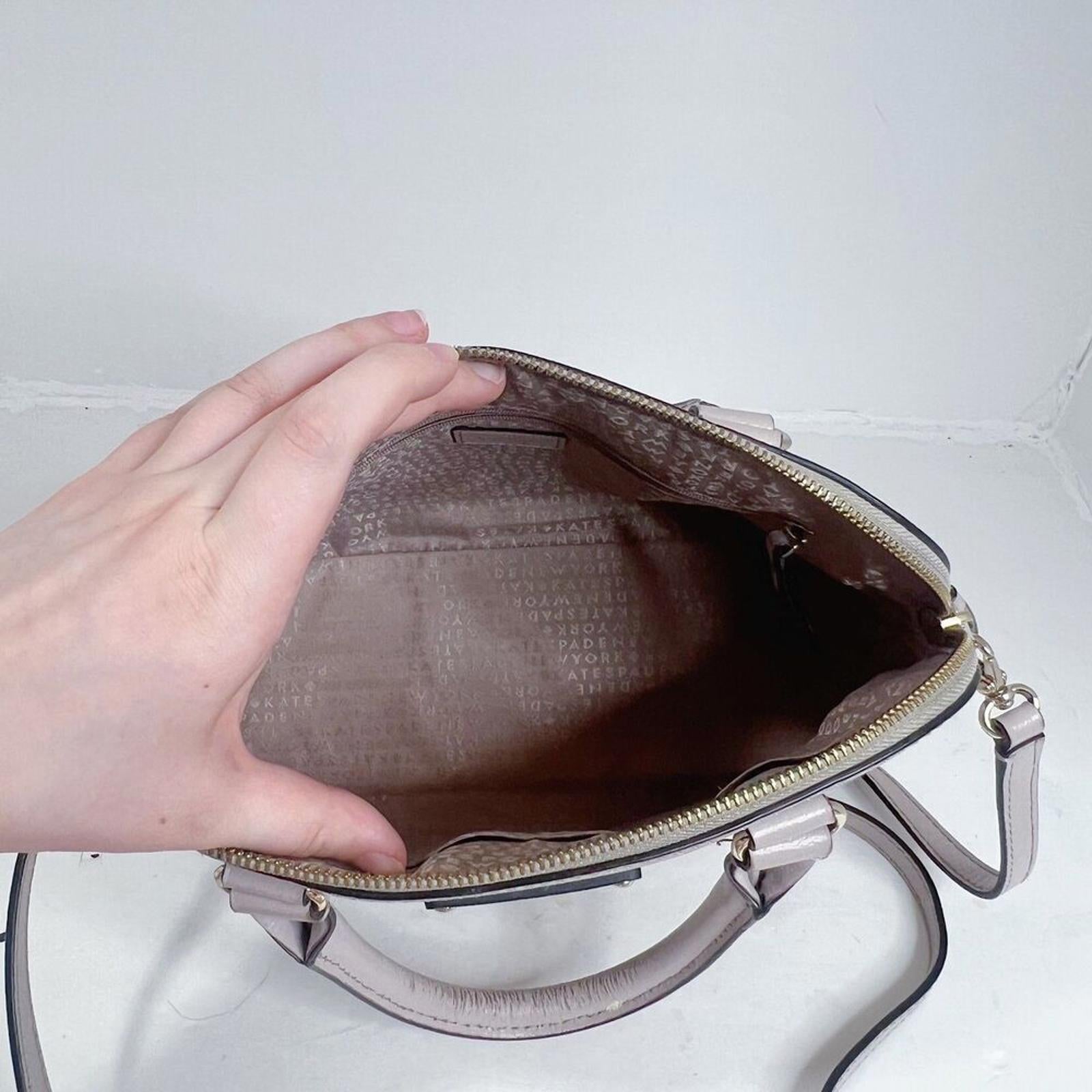 Kate Spade Rachelle Wellesly Light Taupe Cream Leather Structured Shoulder Bag