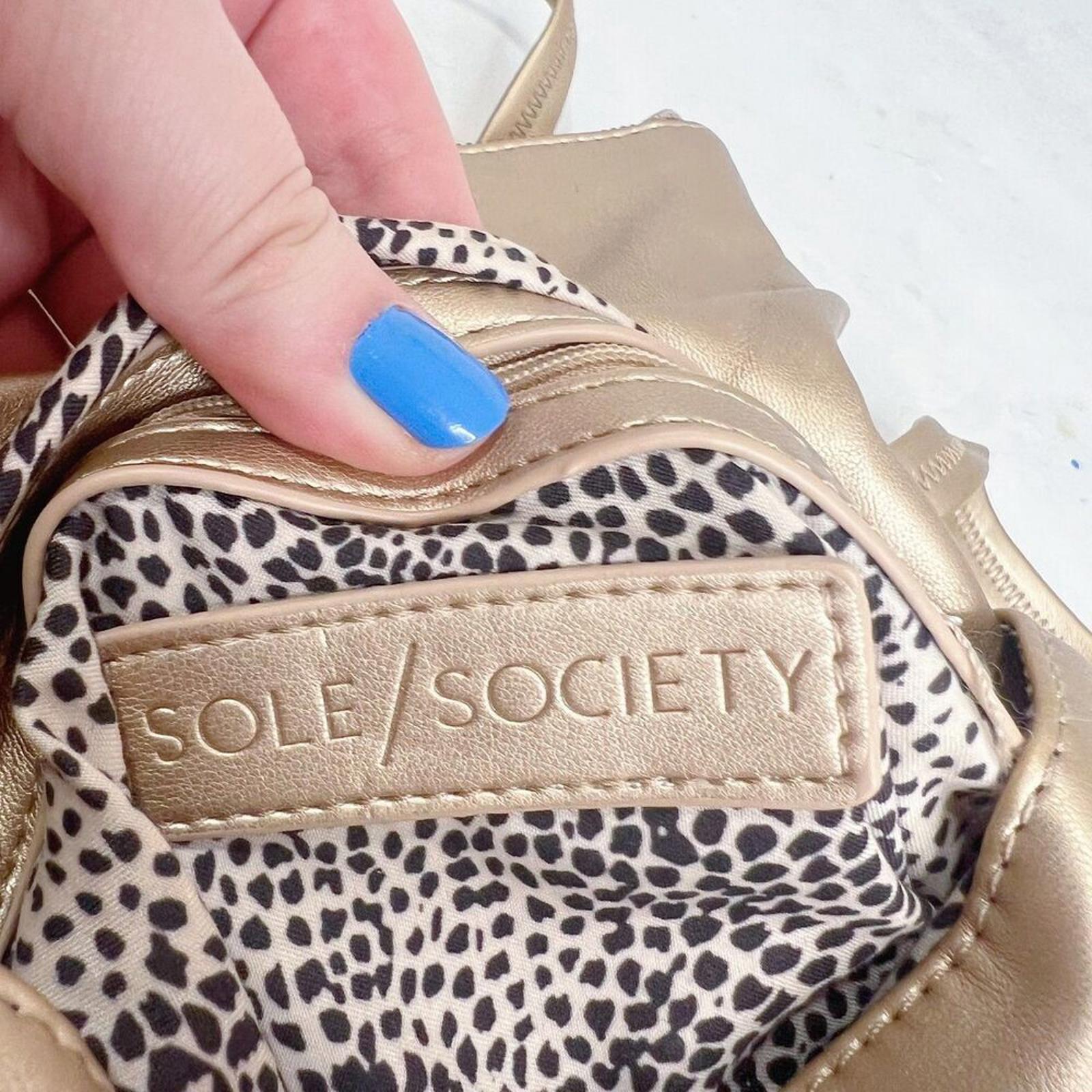 Sole Society Gold Faux Leather Foldover Backpack Bag