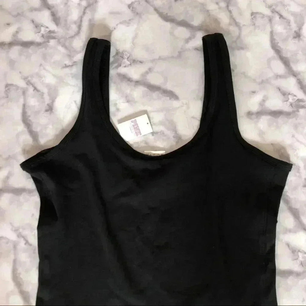 NWT VS PINK Victoria's Secret Black Bodysuit Women's Size S