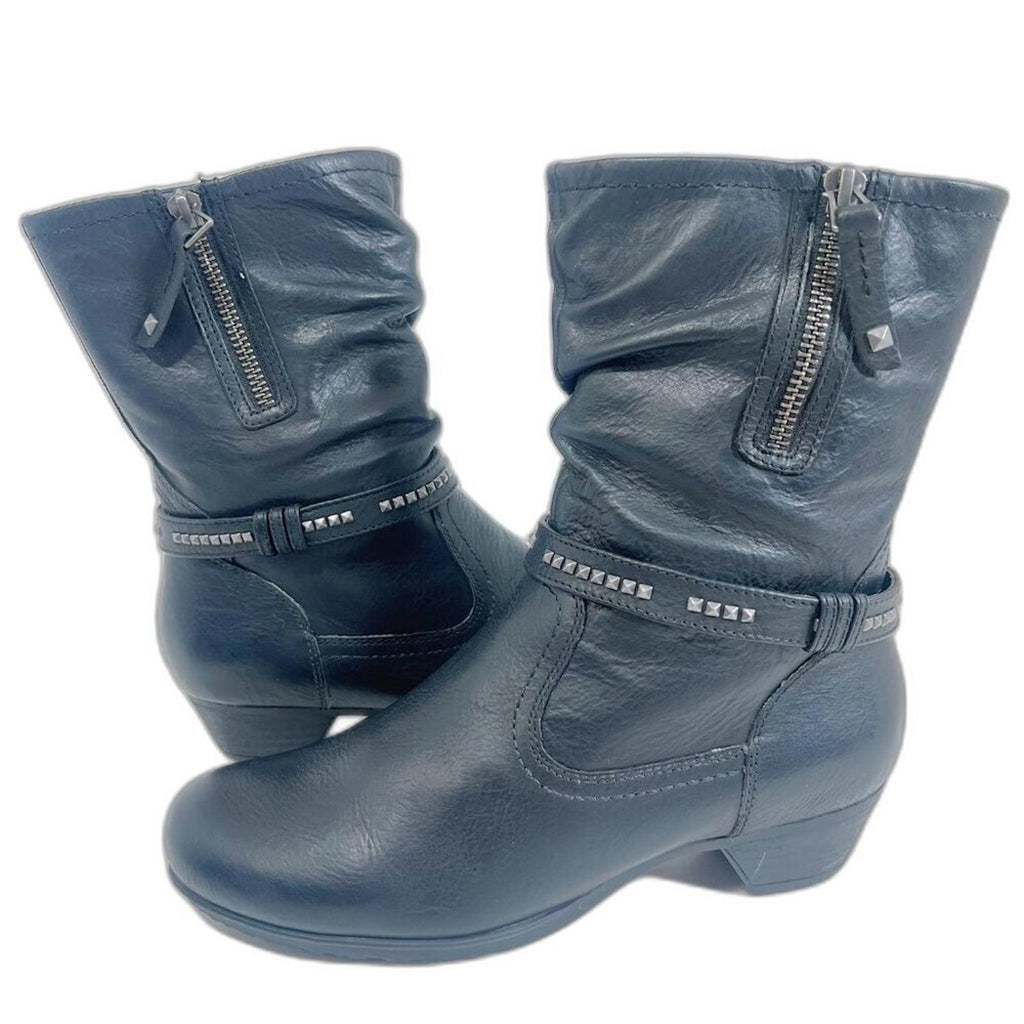 Abeo Marsh Black Leather Bootie Studded Moto Boot Women's Size 6.5N