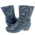 Abeo Marsh Black Leather Bootie Studded Moto Boot Women's Size 6.5N