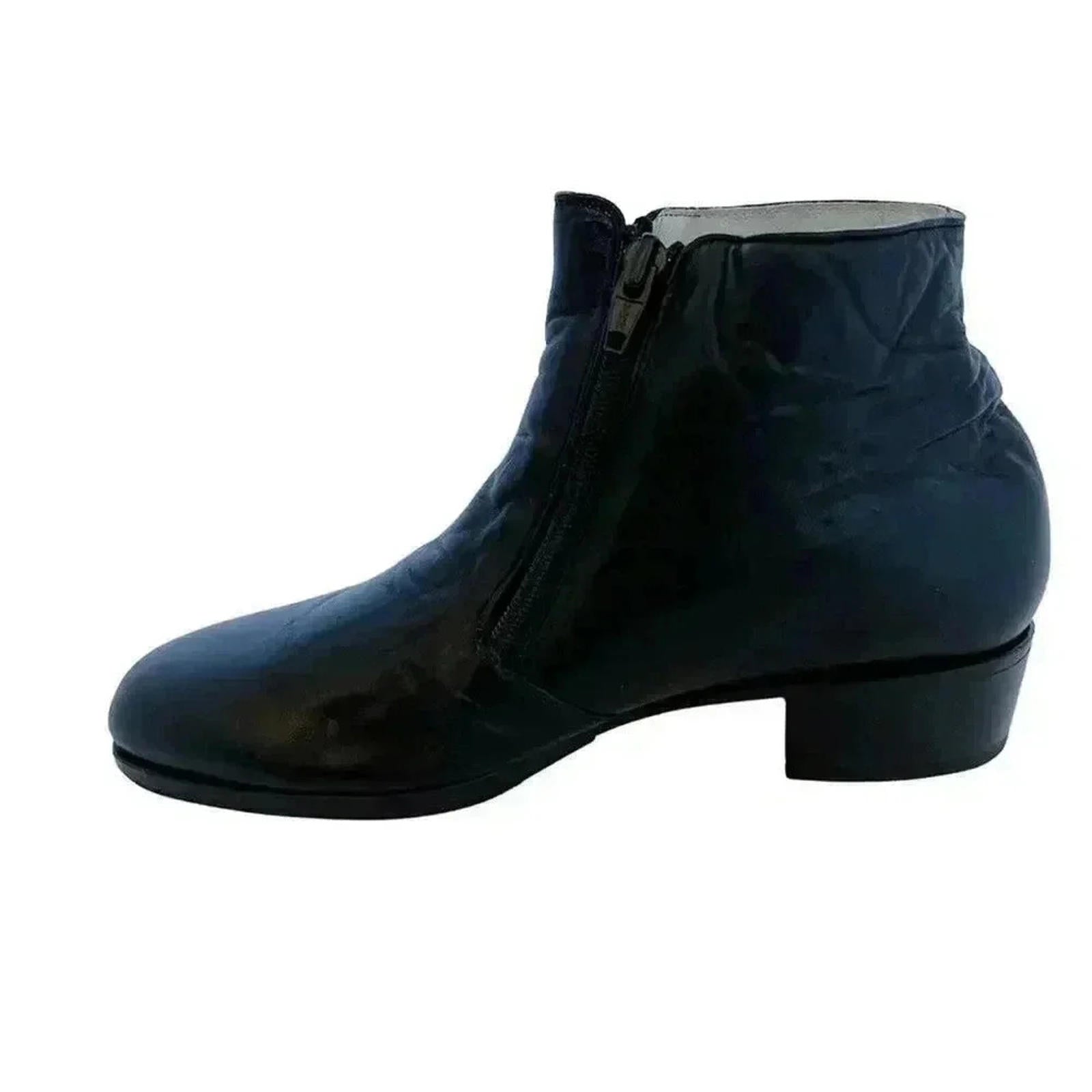 Valentino Vintage Black Leather Booties Ankle Boots Double Zip Women's Siz 5.5