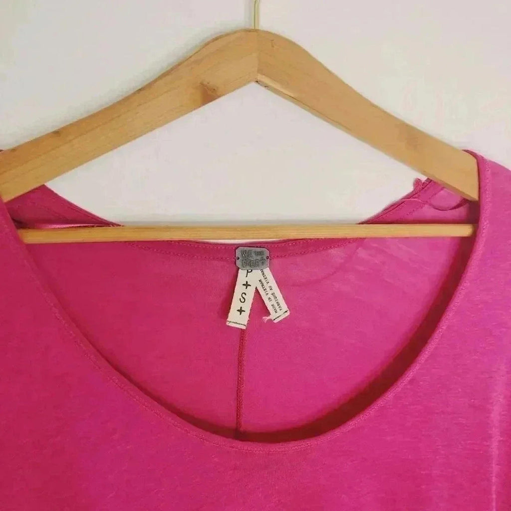 NWT Free People We the Free Long Sleeved Pink Fuscia Top Women's Size XS