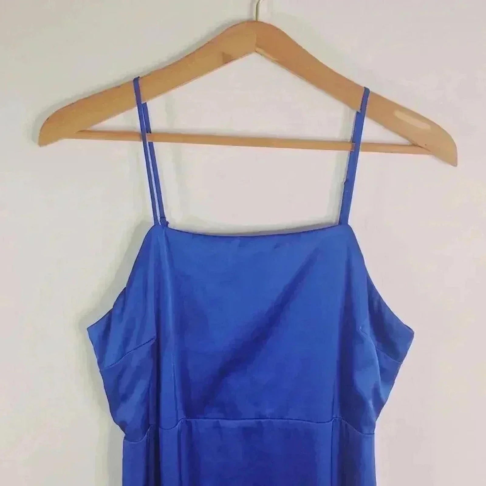Aqua Electric Blue Satin Mini Dress Formal Cocktail Prom Women's Size M