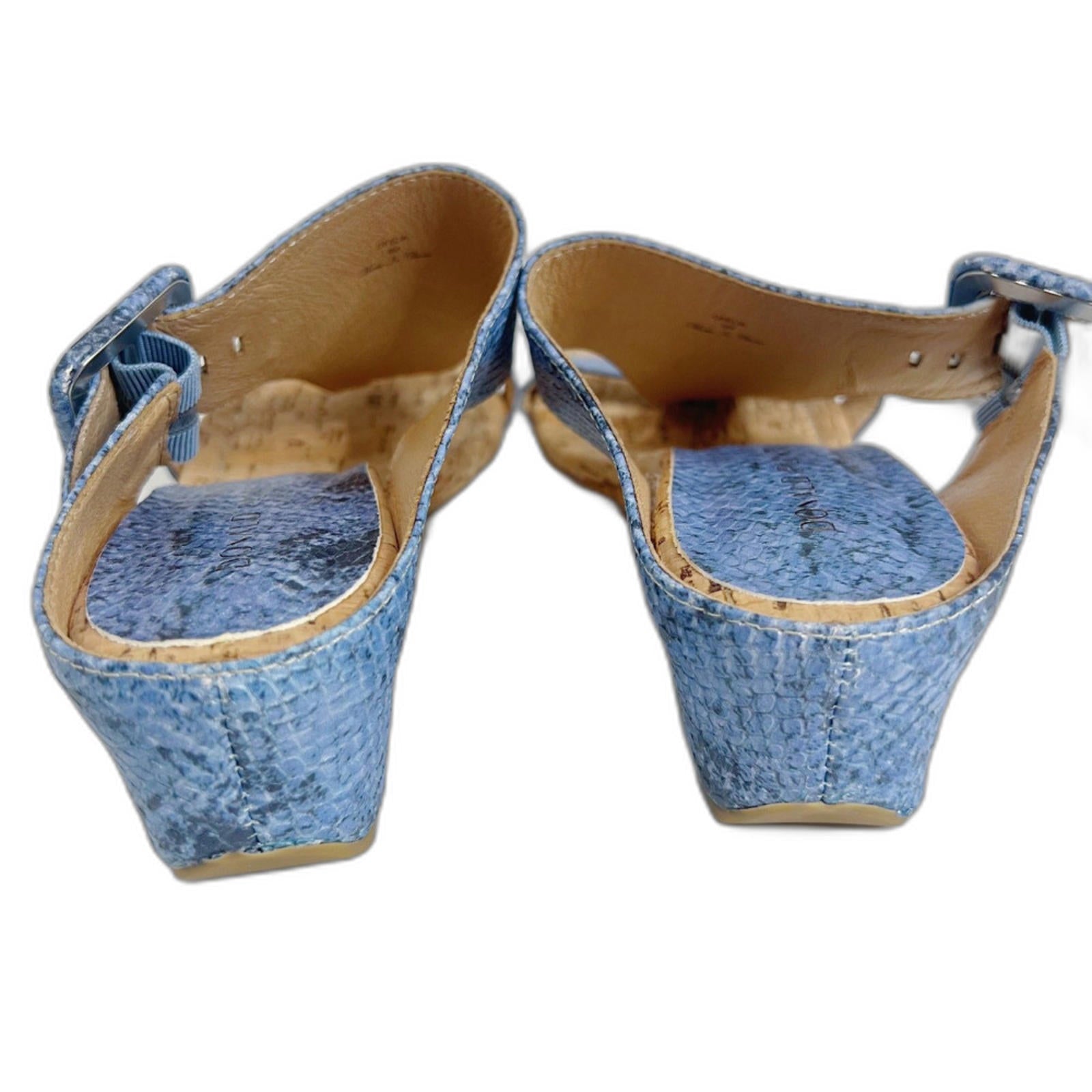 NWOT Donald Pliner Ofelia Wedge Sandal in Denim Blue Snakeskin Leather Size 9