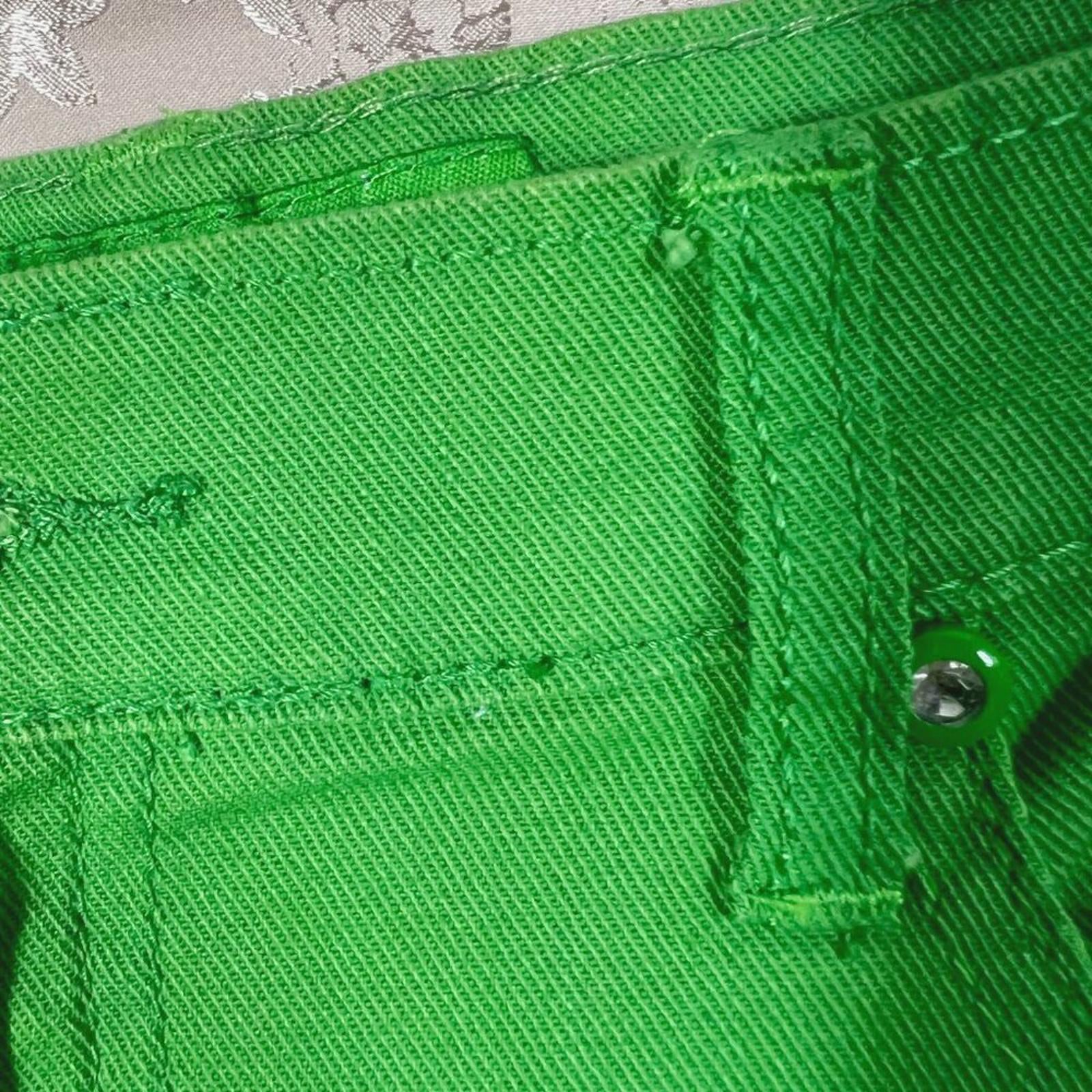 y2k Vintage Green Denim Mini Skirt Rhineston Buttons Women's Size 15