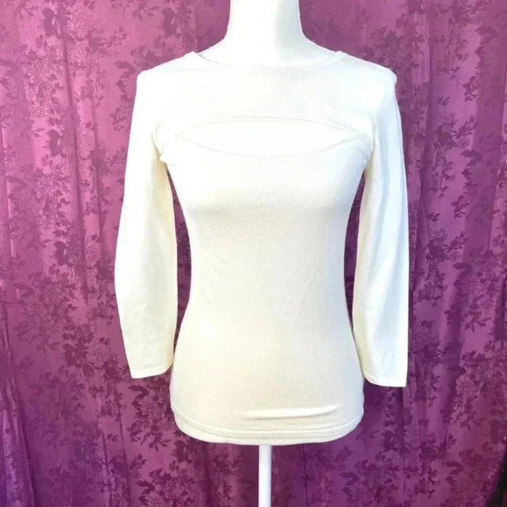NWT L'Agence Jocelyn Cutout Sweater in Ivory Size S Minimalist Quiet Luxury