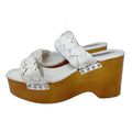 Steve Madden Fauna White Leather Braided Wedges Platform Sandals Size 10
