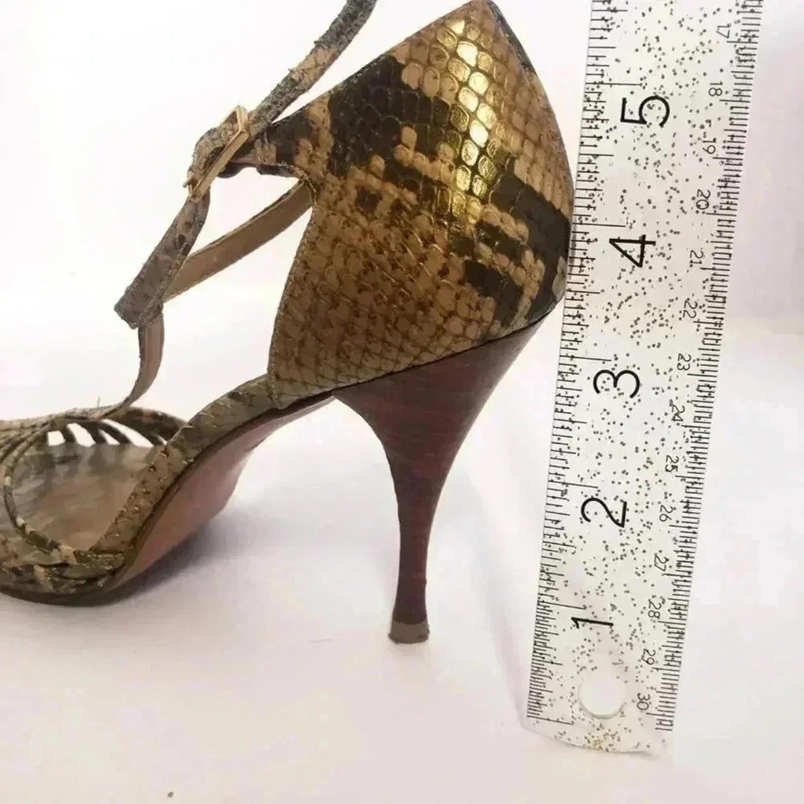 Stuart Weitzman y2k Snakeskin Python Print Stiletto Strappy Heel Pump Size 7.5
