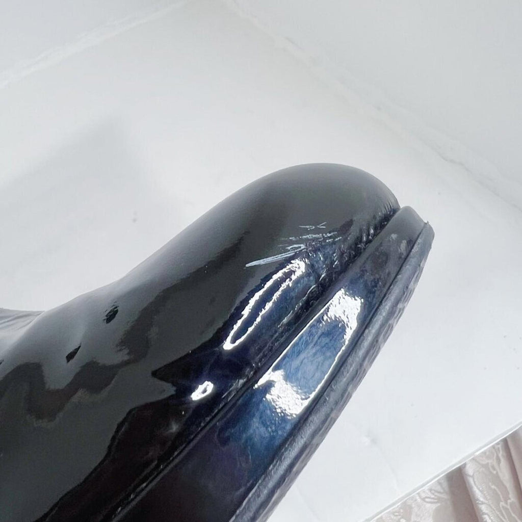 Stuart Weitzman Apollo Black Patent Leather Stiletto Boot Heeled Bootie Size 10