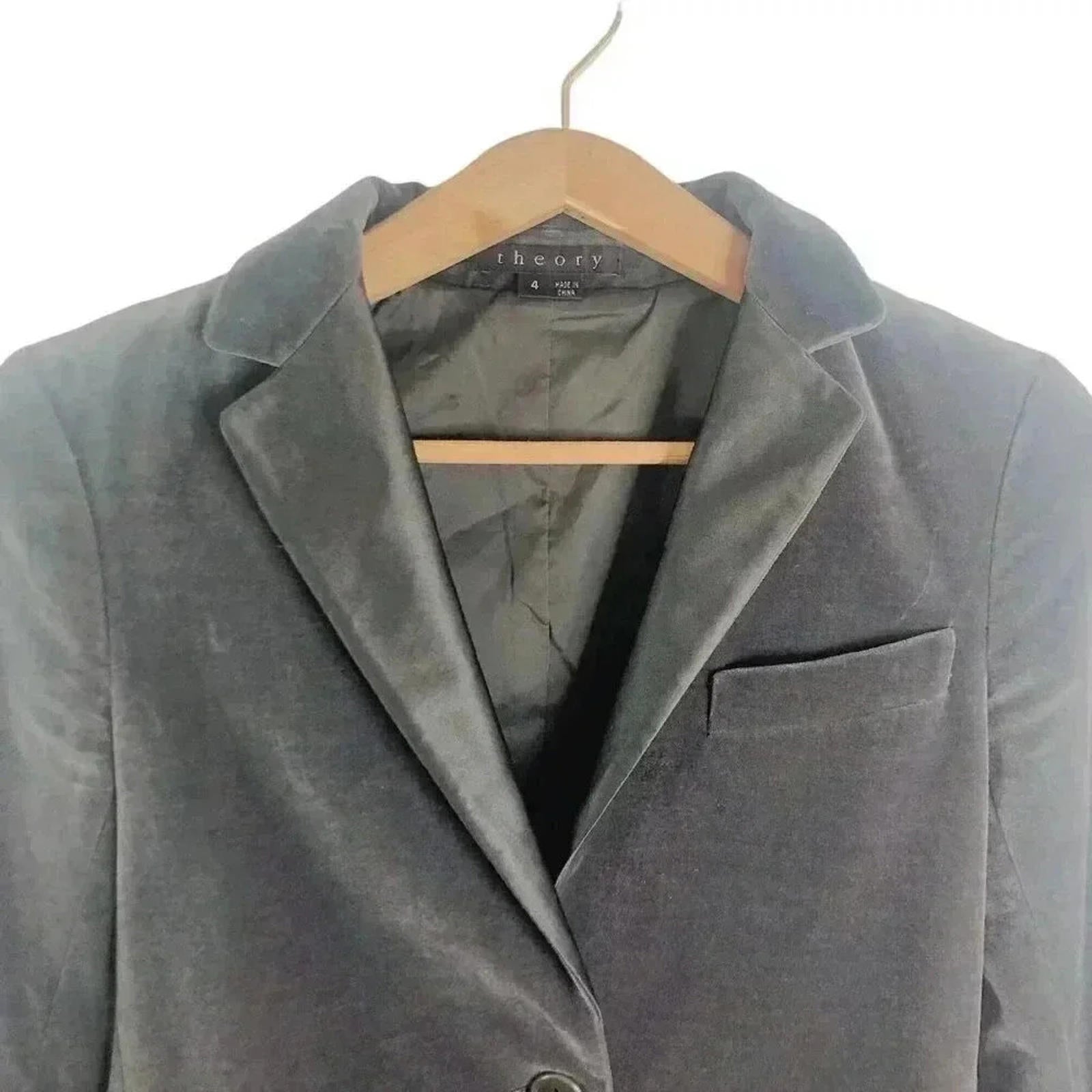 Theory Joelle Grey Velvet Blazer Women's Size 4