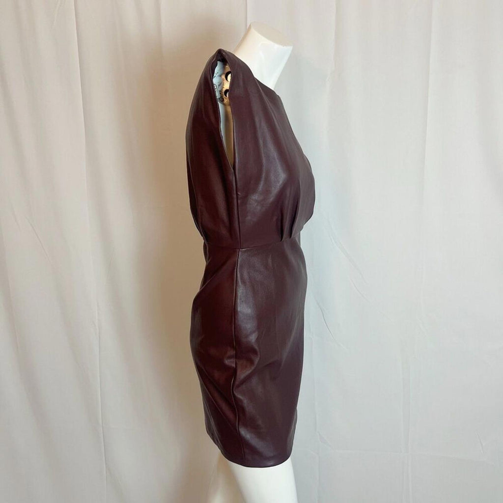 NWT Bishop + Young Hayden Faux Leather Brown Minidress Anthropologie Size L