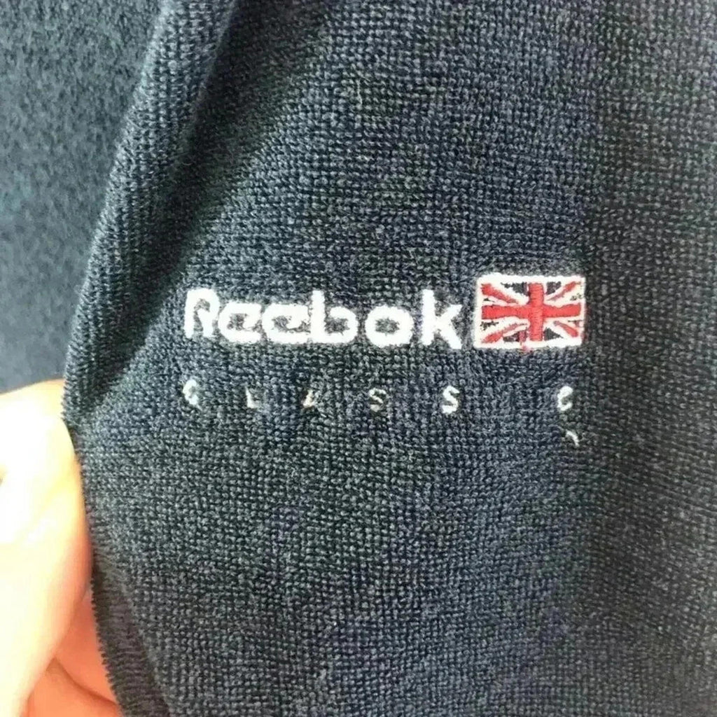 Vintage Reebok Classic Navy Blue Towel Zip Up Hoodie Women's Size M