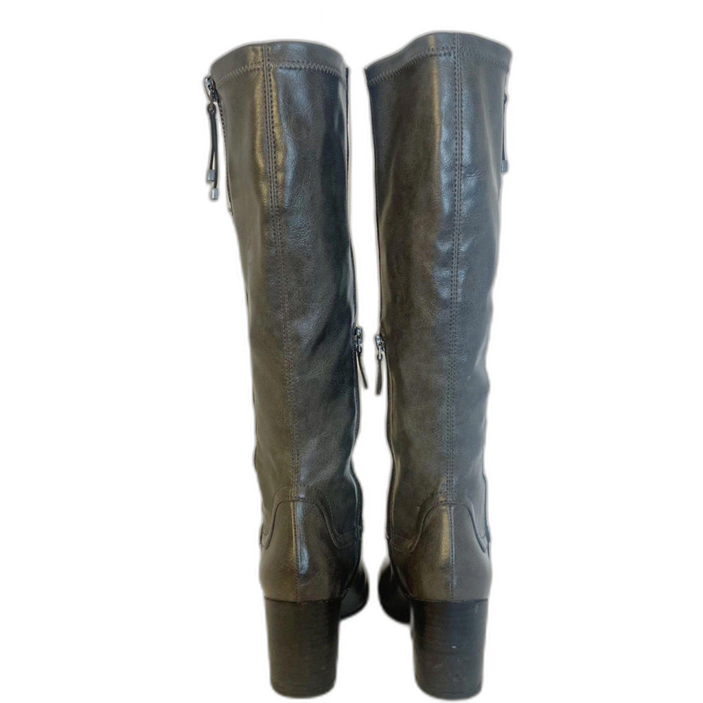 Franco Sarto Nostalgia Grey Leather Knee High Boots Riding Boots Women's Size 6