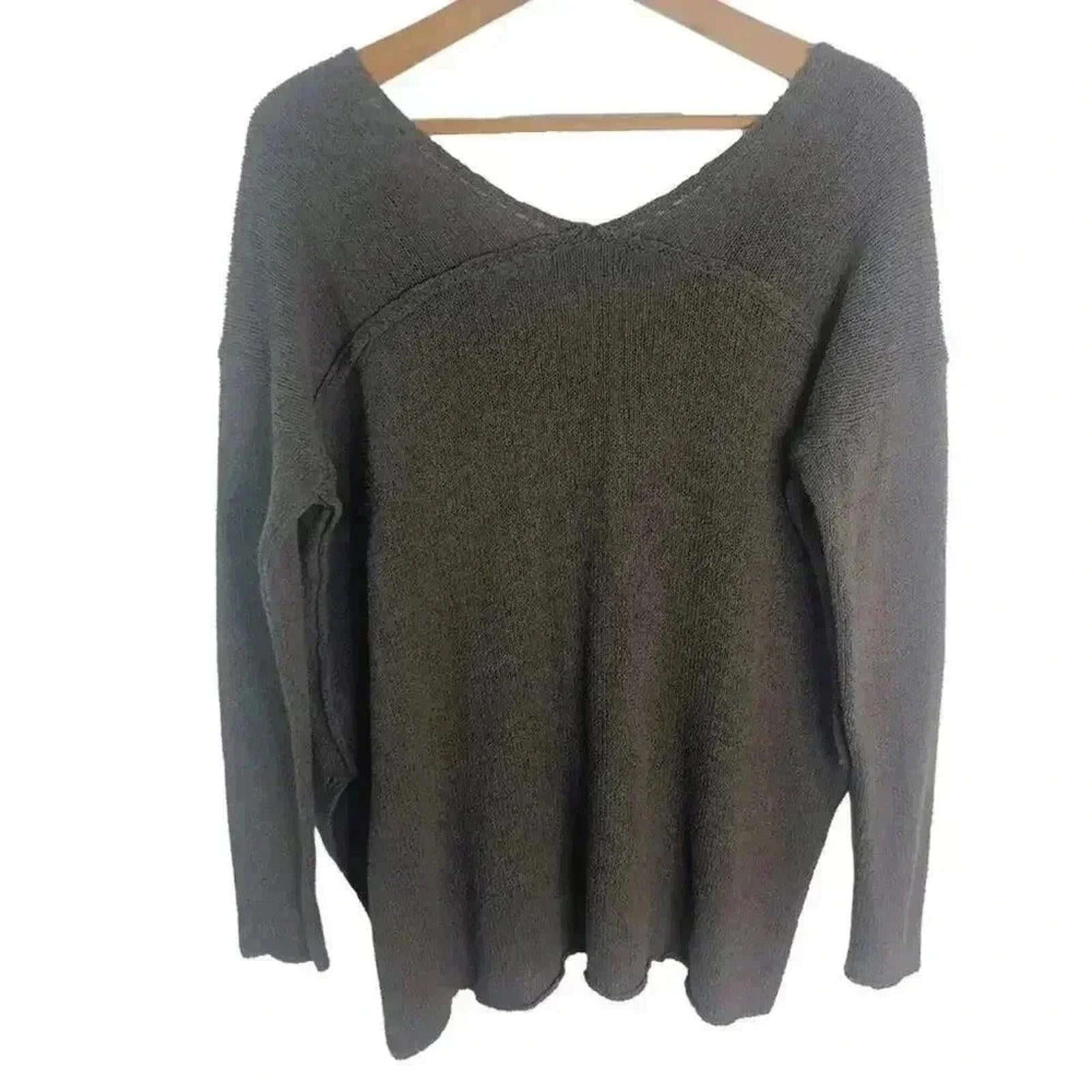 ANGL Brown Knit Sweater Exposed Seams V Neck Grunge Punk Women's Size S/M