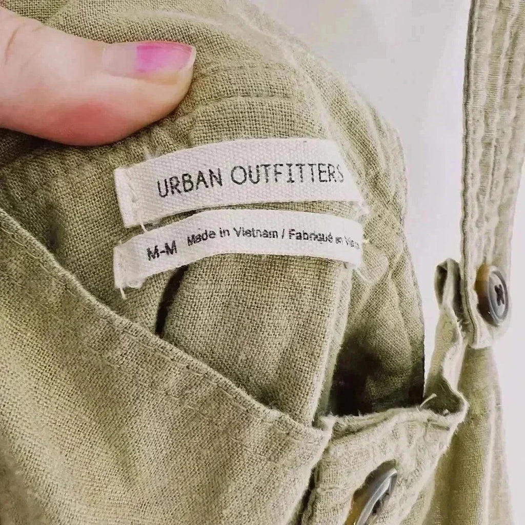 UO Green Tan Overall Style Romper Overalls Women's Size M