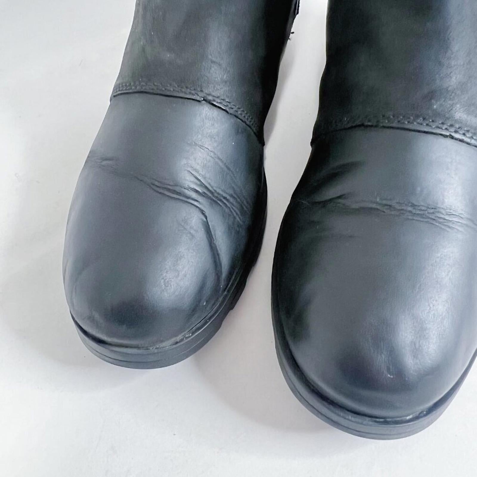 Sorel Emelie H2O Chelsea Boot Black Leather Waterproof Ankle Bootie Size 9