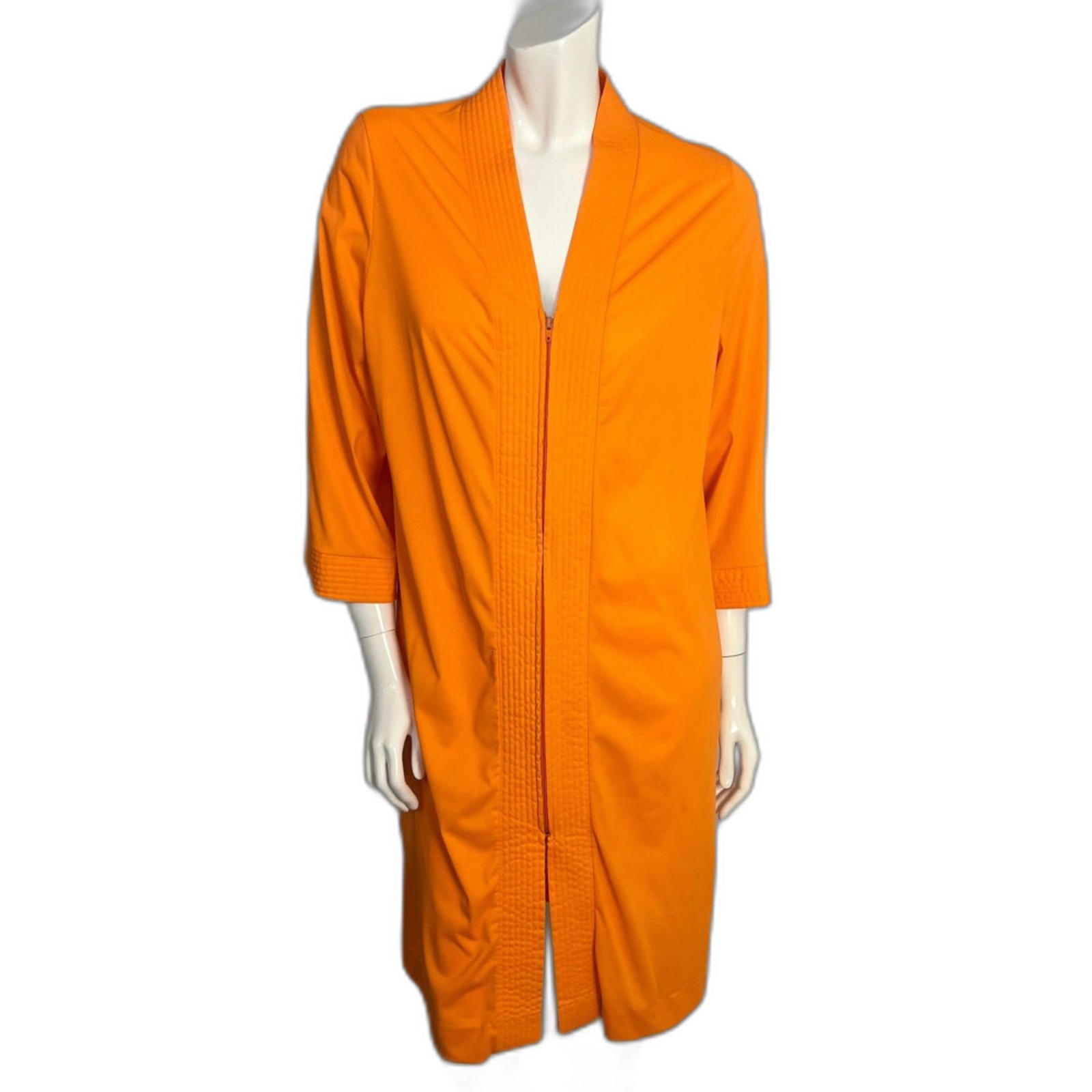 Vintage 1970s Loungewear by Gossard Orange Zip Up Nightgown Mod MCM Size L