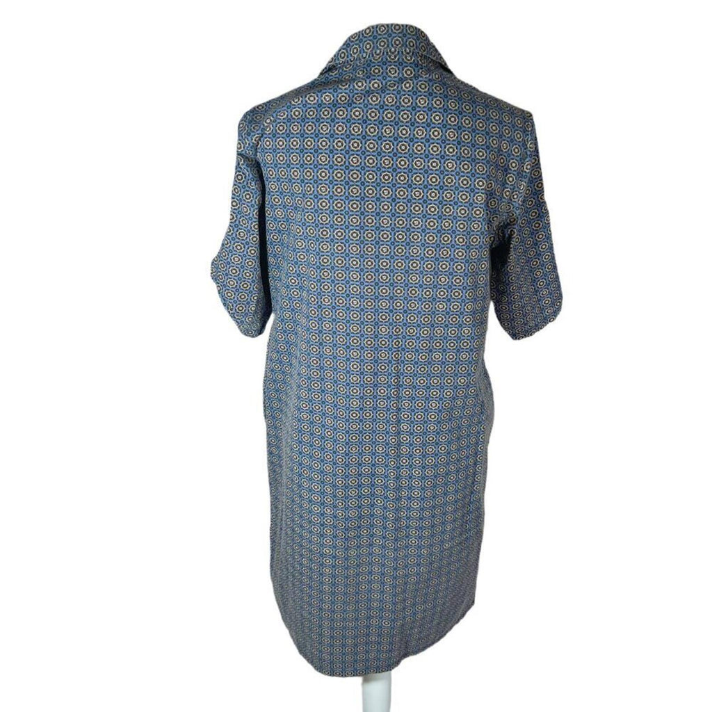 Vintage Geometric Print Button Up Dress With Collar Women's Size 10 US