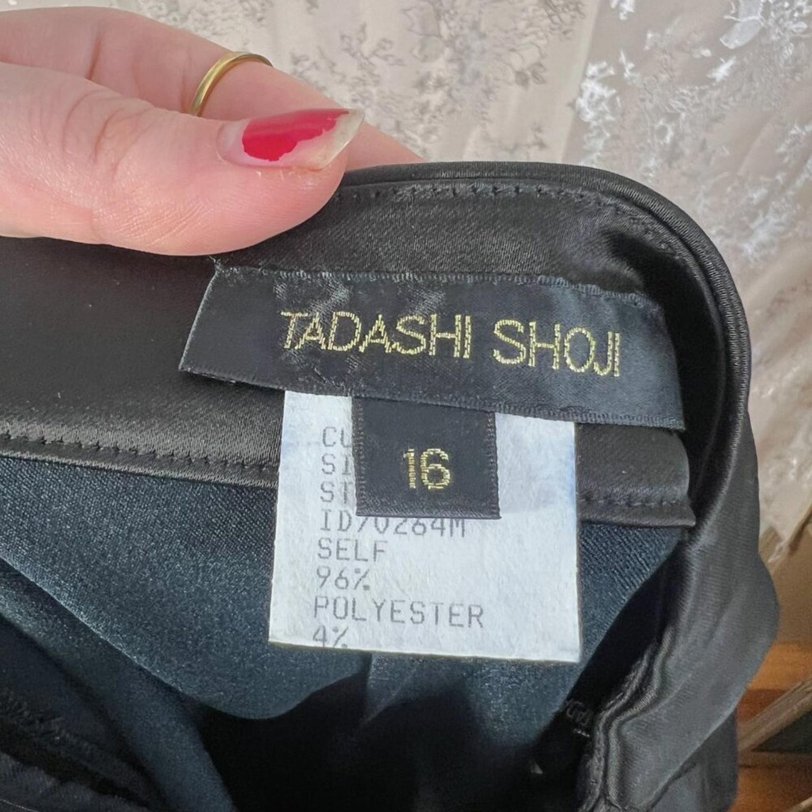 Tadashi Shoji Black Satin Classic Pencil Skirt Knee Length Plus Size 16