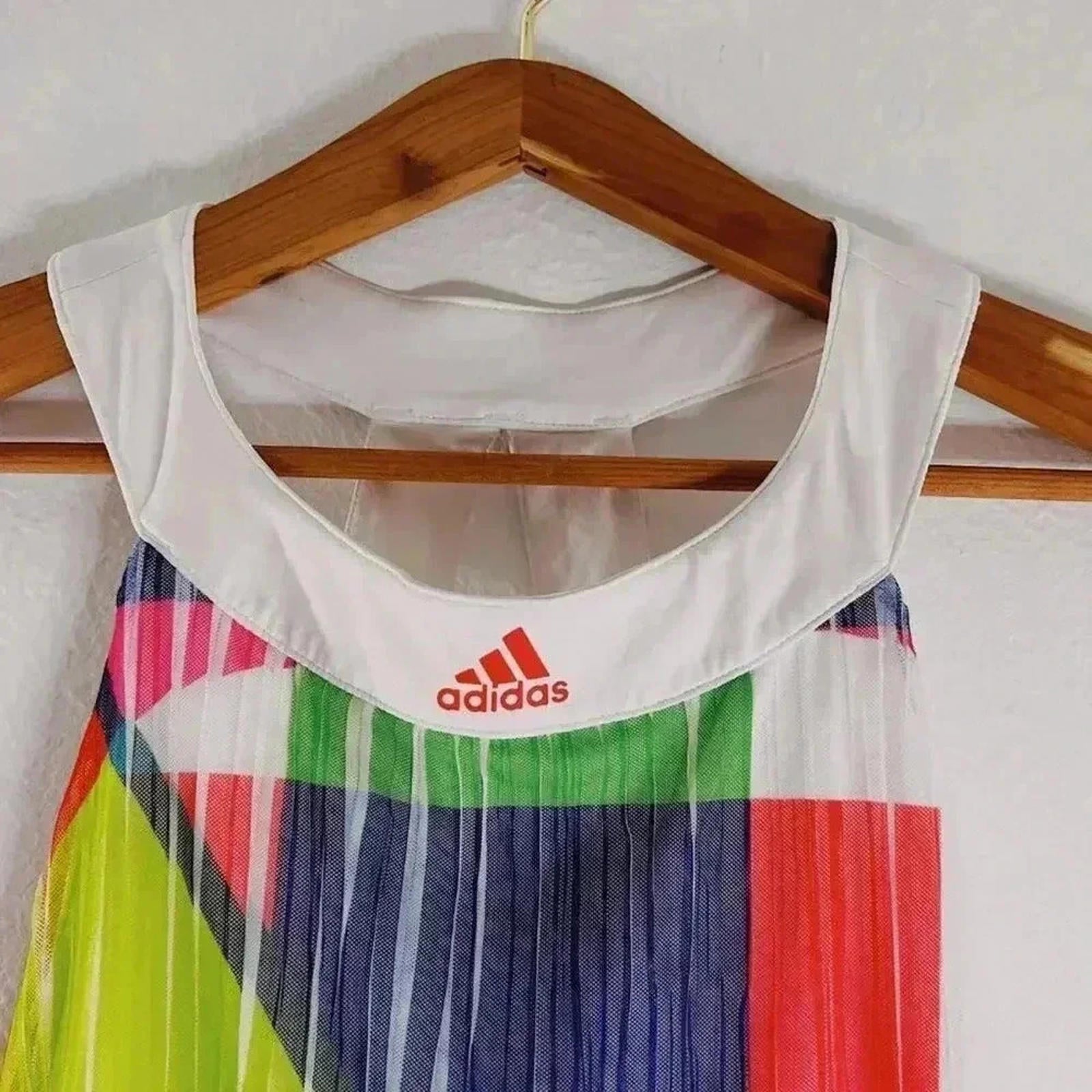 Adidas Climacool White Green Pink Geometric Flowy Workout Tank Women's Size S
