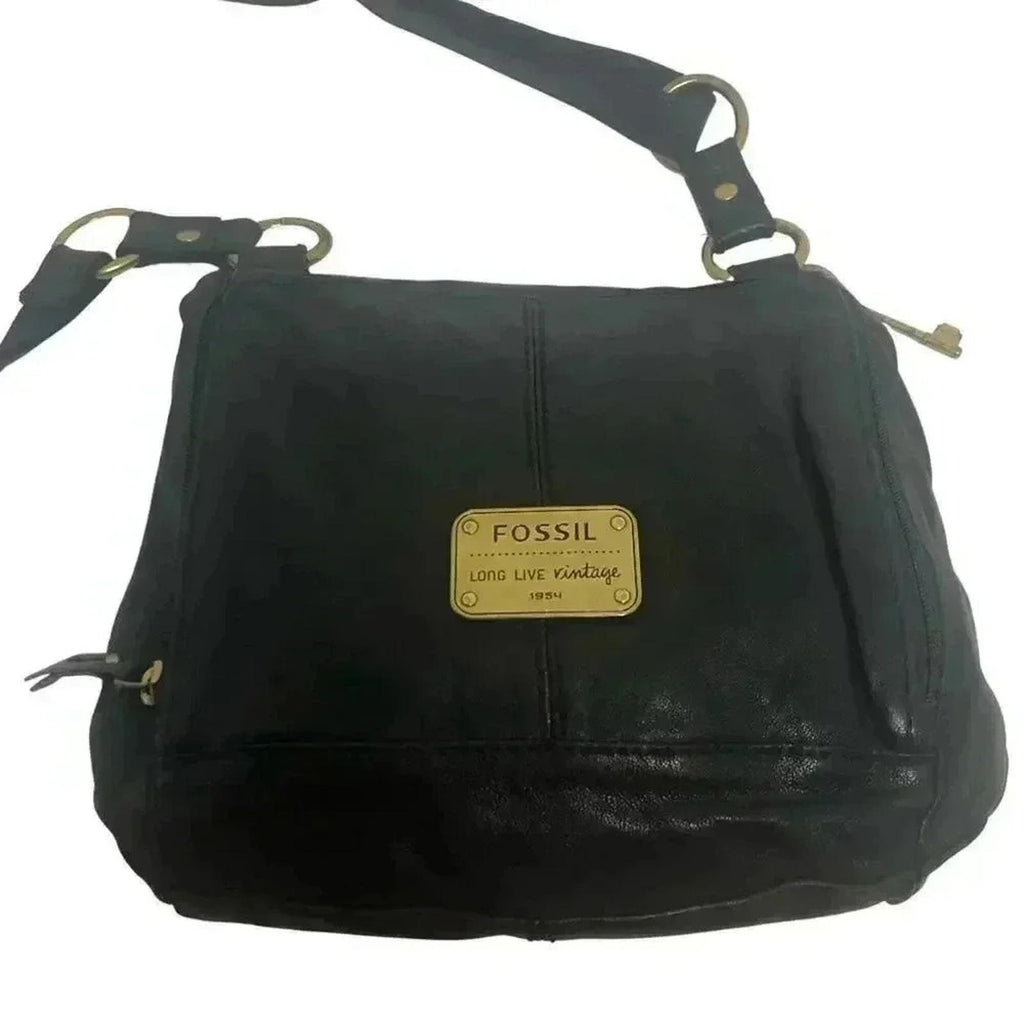 Fossil Vintage Black Leather Crossbody