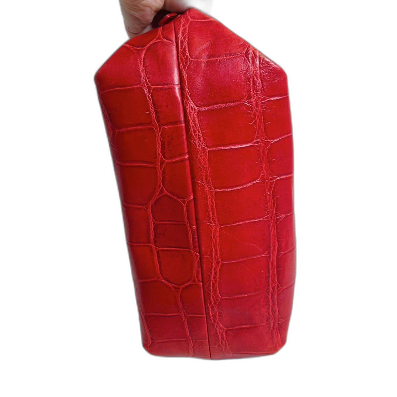 Dooney & Bourke Cinzia Red Crocodile Embossed Leather Shoulder Bag Moto Purse