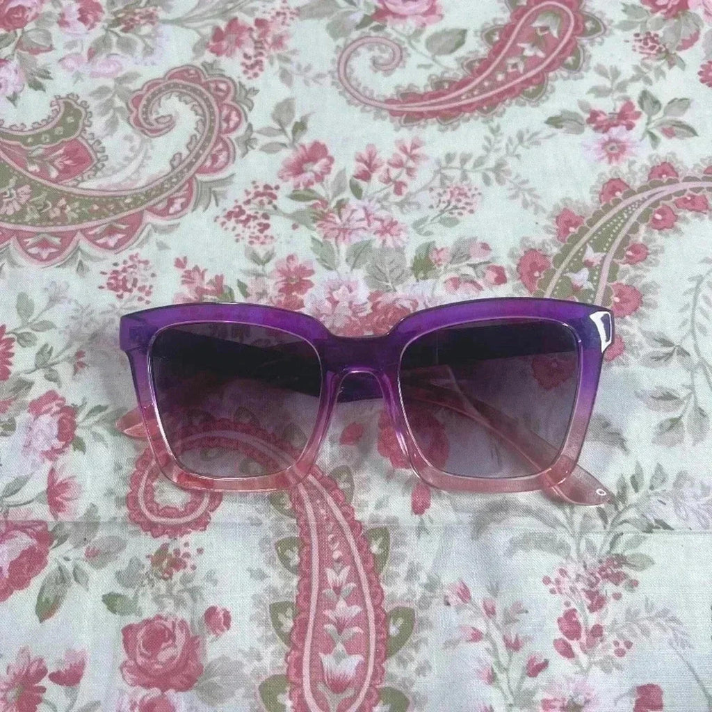 Pink and Purple Ombre Sunglasses Square Rectangular Cateye