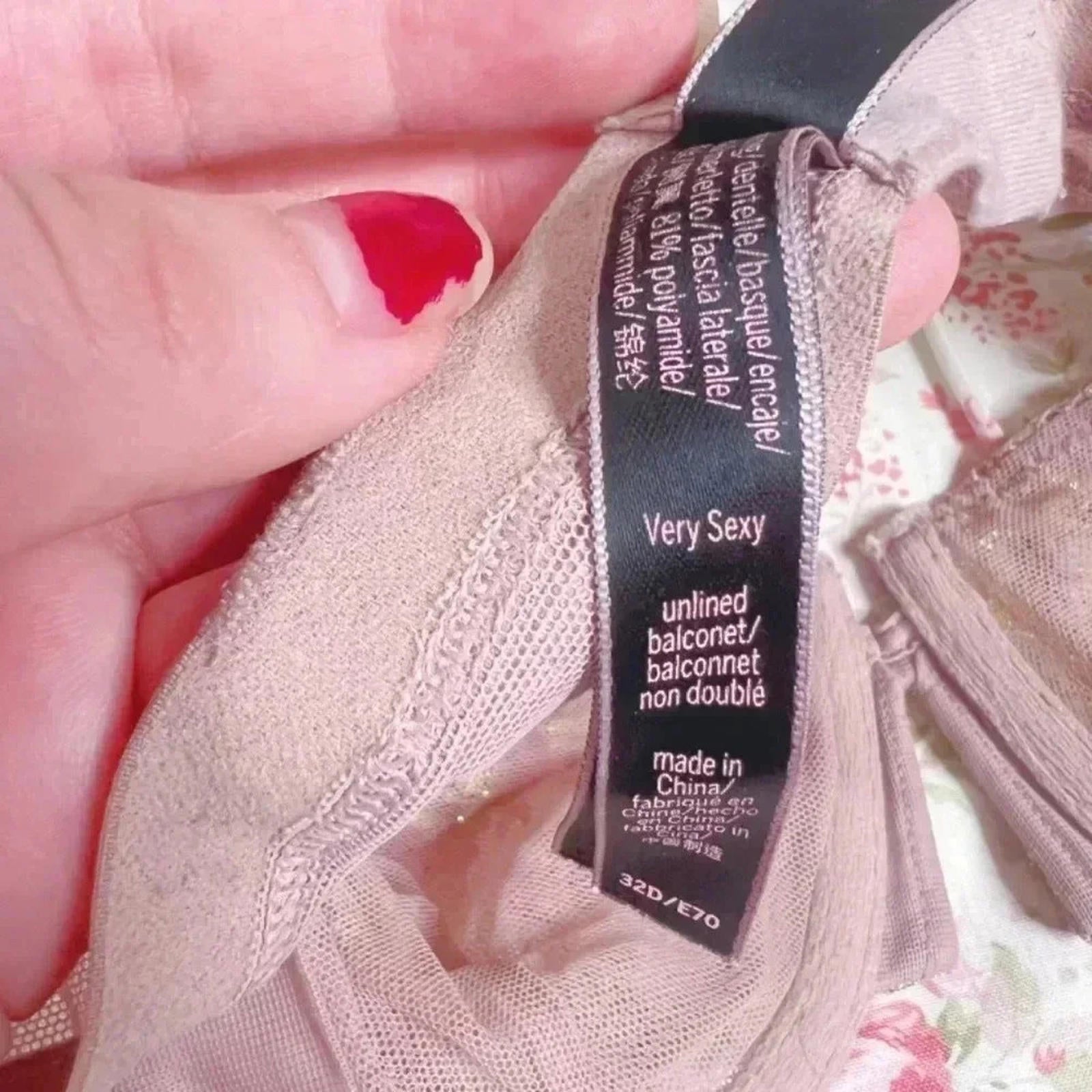 Victoria's Secret Very Sexy Blush Pink Gold Metallic Unlined Balconet Bra 32D