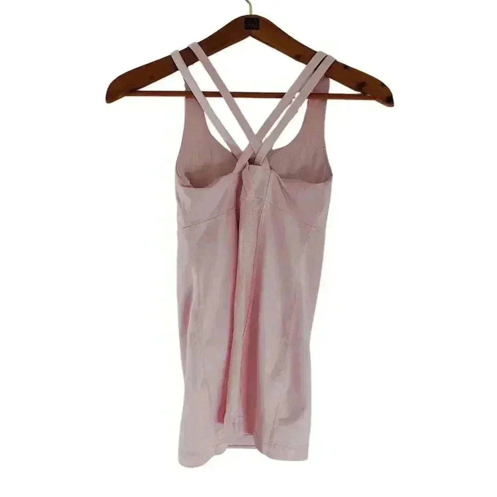 Lululemon Light Pink Grey Striped Workout Tank Yoga Workout Women's size 4