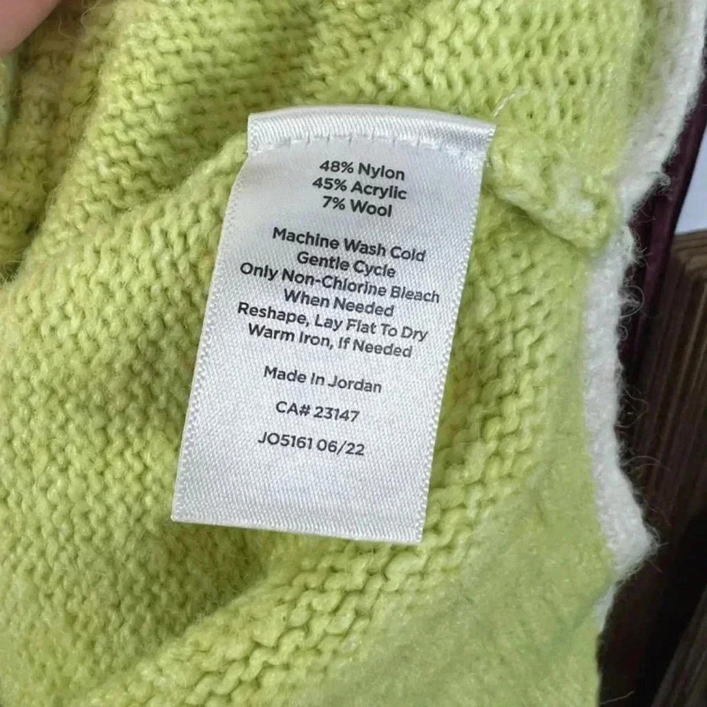 Talbots Wool Blend Lime Green Knit Crewneck Sweater Women's Size M