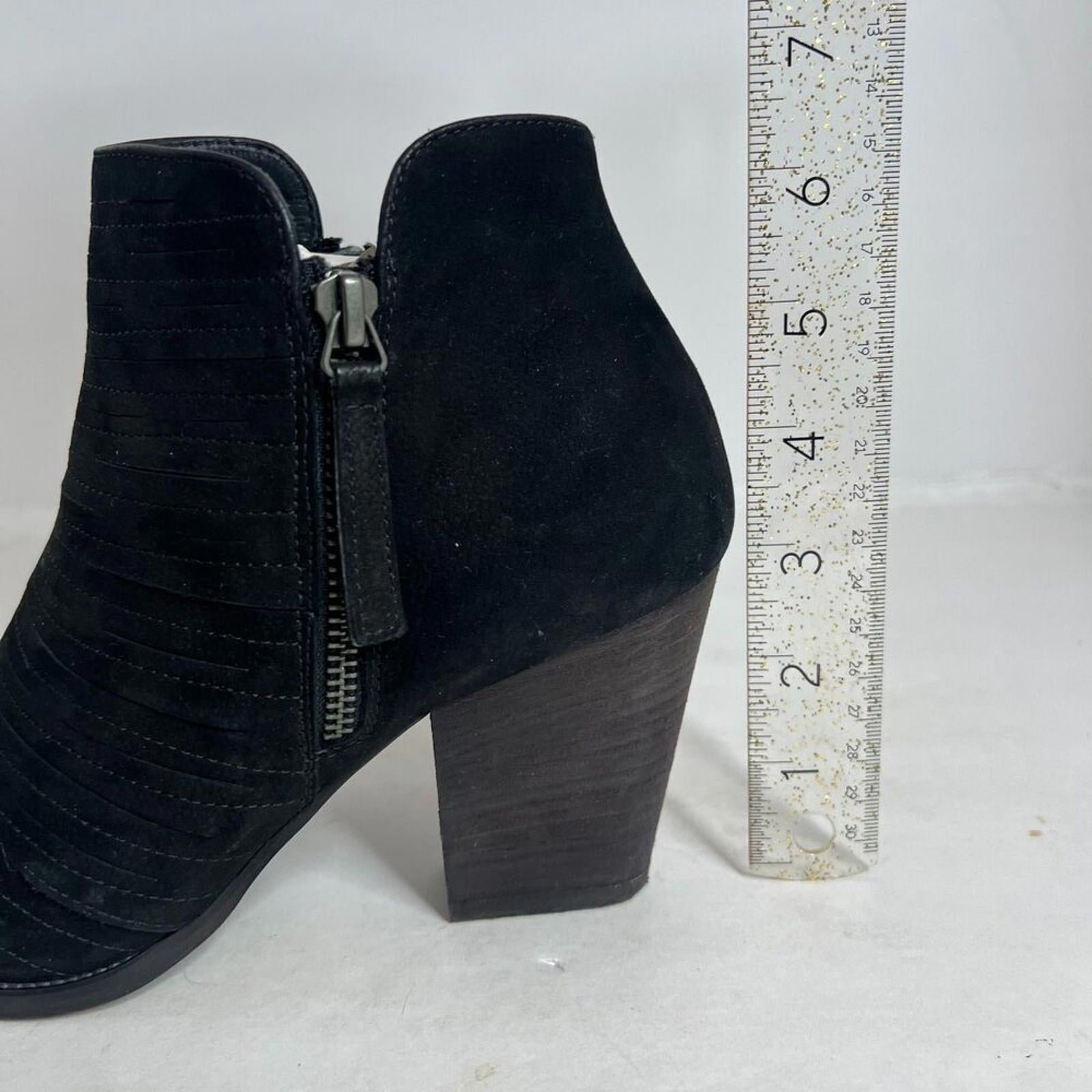 Paul Green Malibu Black Suede Ankle Boots Leather Booties Size 5.5 UK 8 US