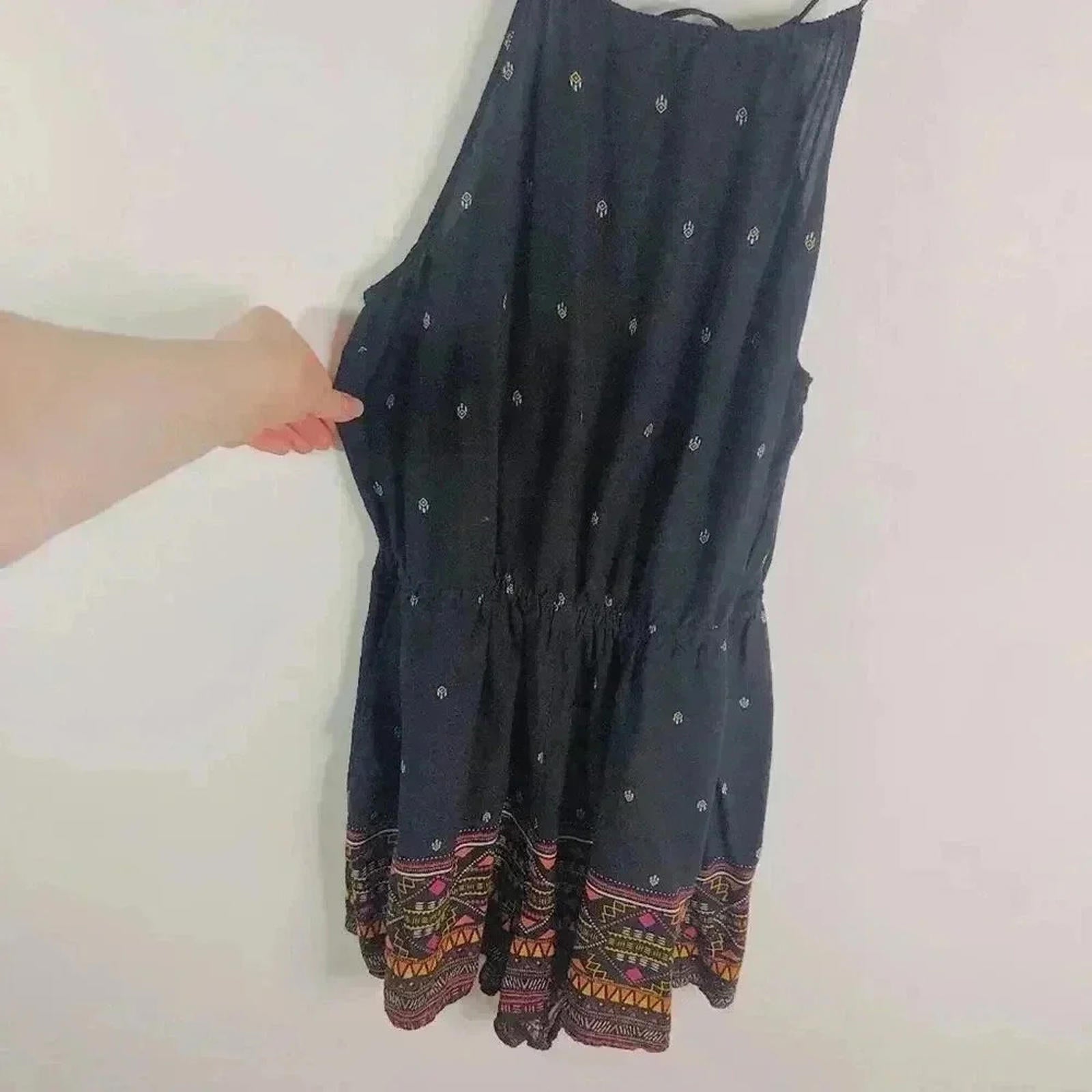 H&M X Coachella Boho Romper Boho Desert Black White Geometric Women's Size 10