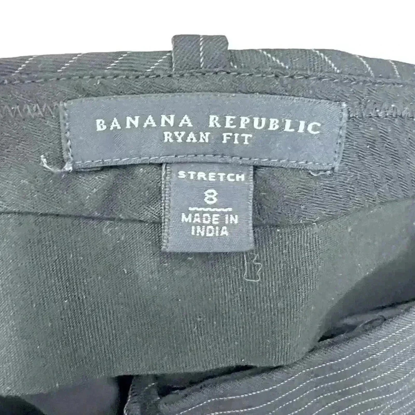 Banana Republic Ryan Fit Black White Pinstriped Slacks Women's Size 8