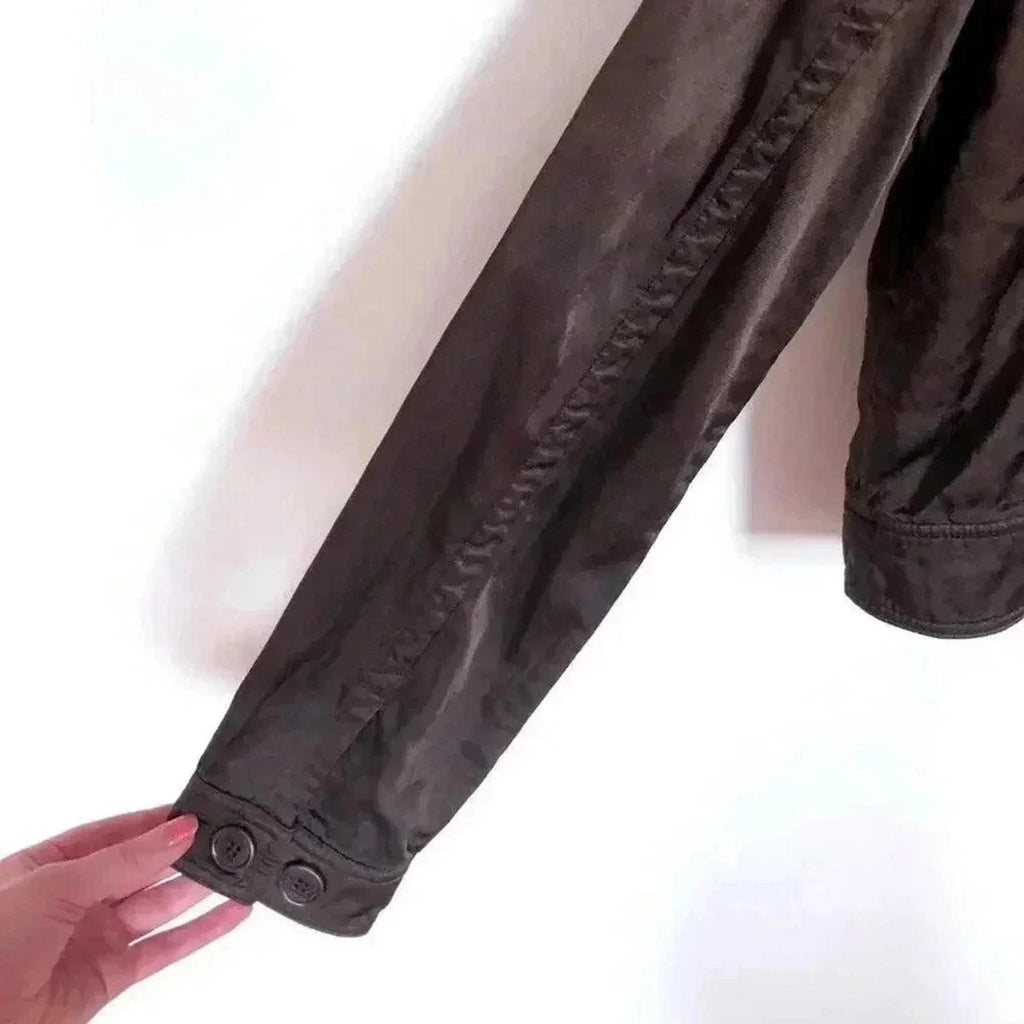 Club Monaco Brown Satin Moto Jacket Women's Size M