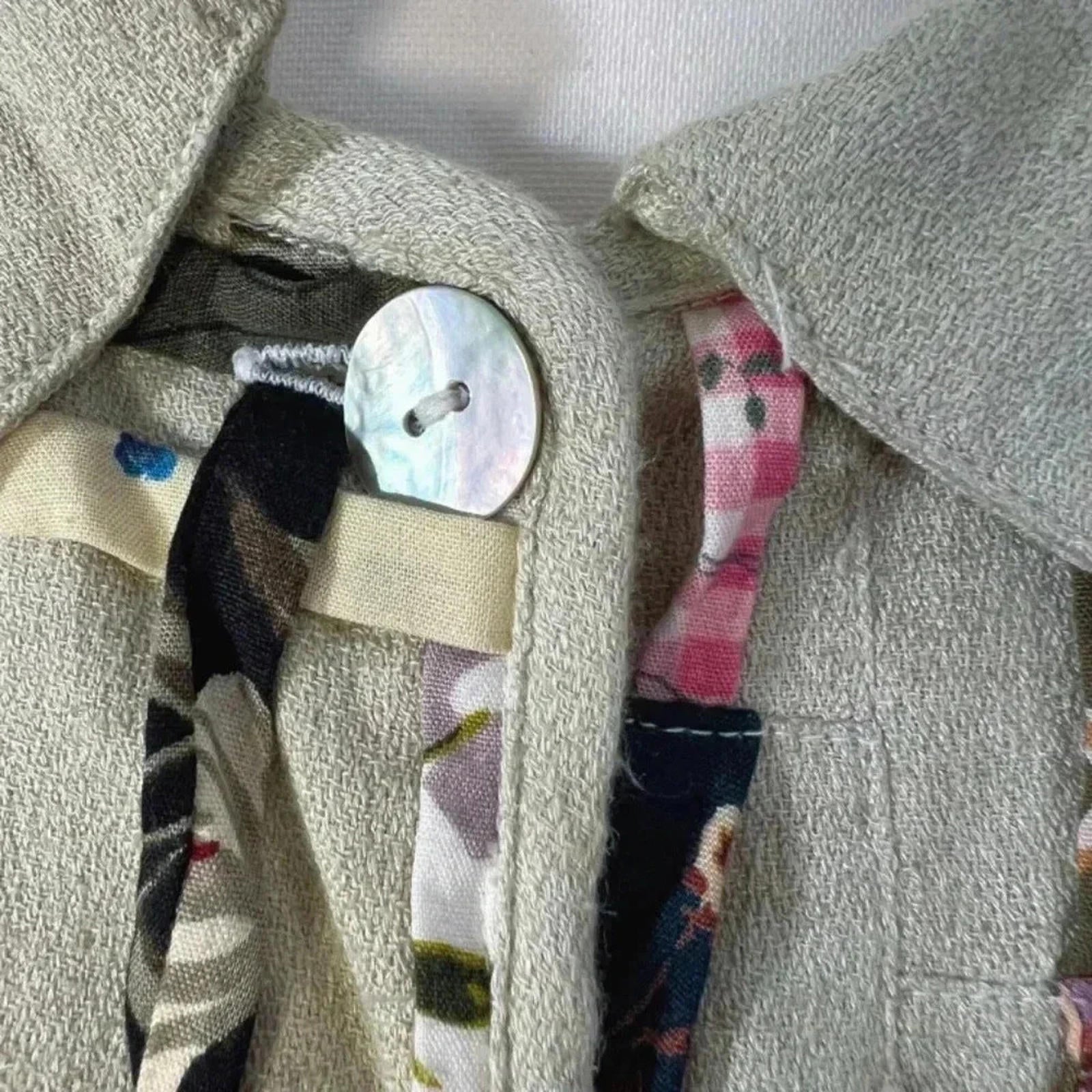 Vintage Soul Mates Woven Fabric Crafty Colorful Long Sleeve Shirt Size 1X