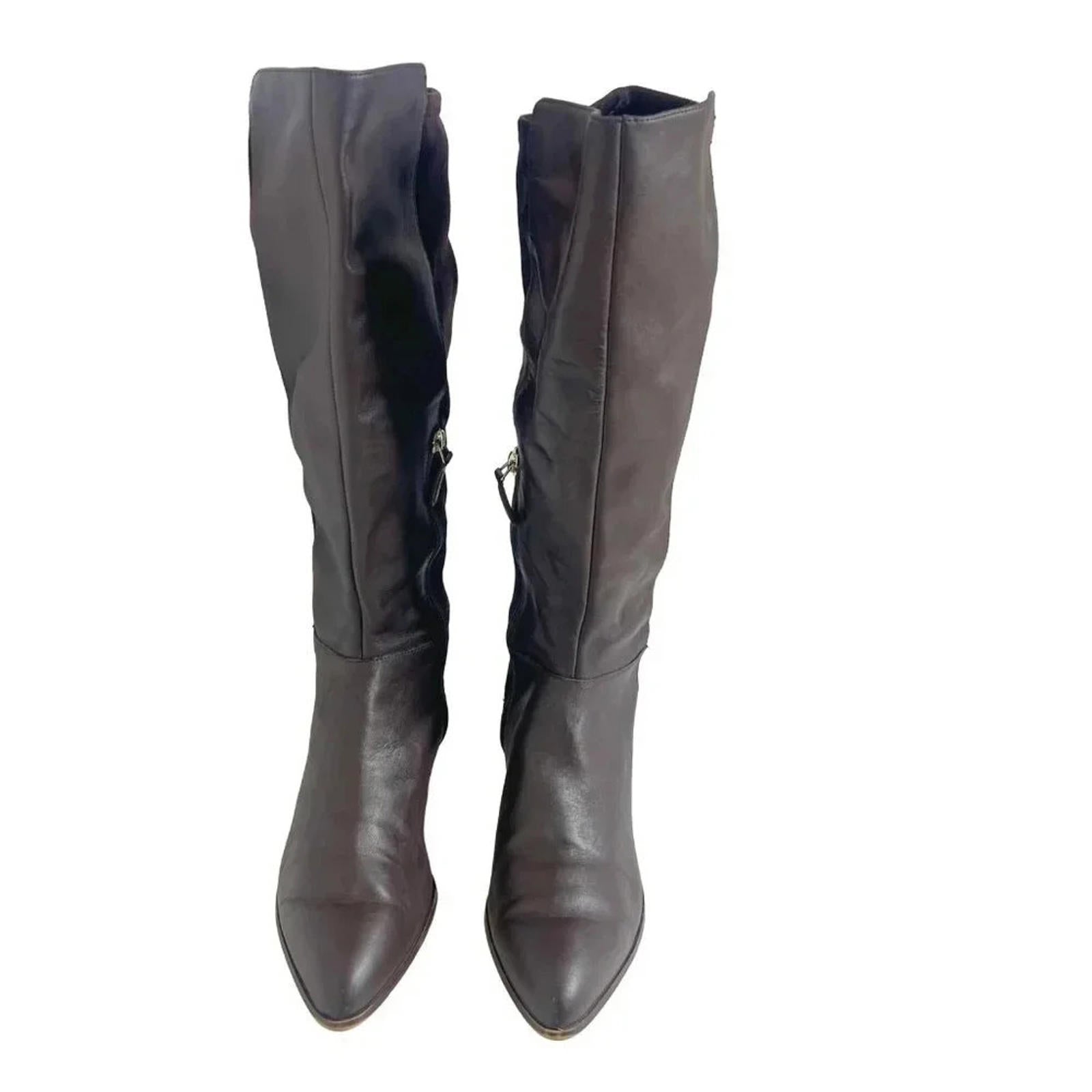 Nine West Brown Leather Faux Suede Knee High Pointed Toe Boots Size 10