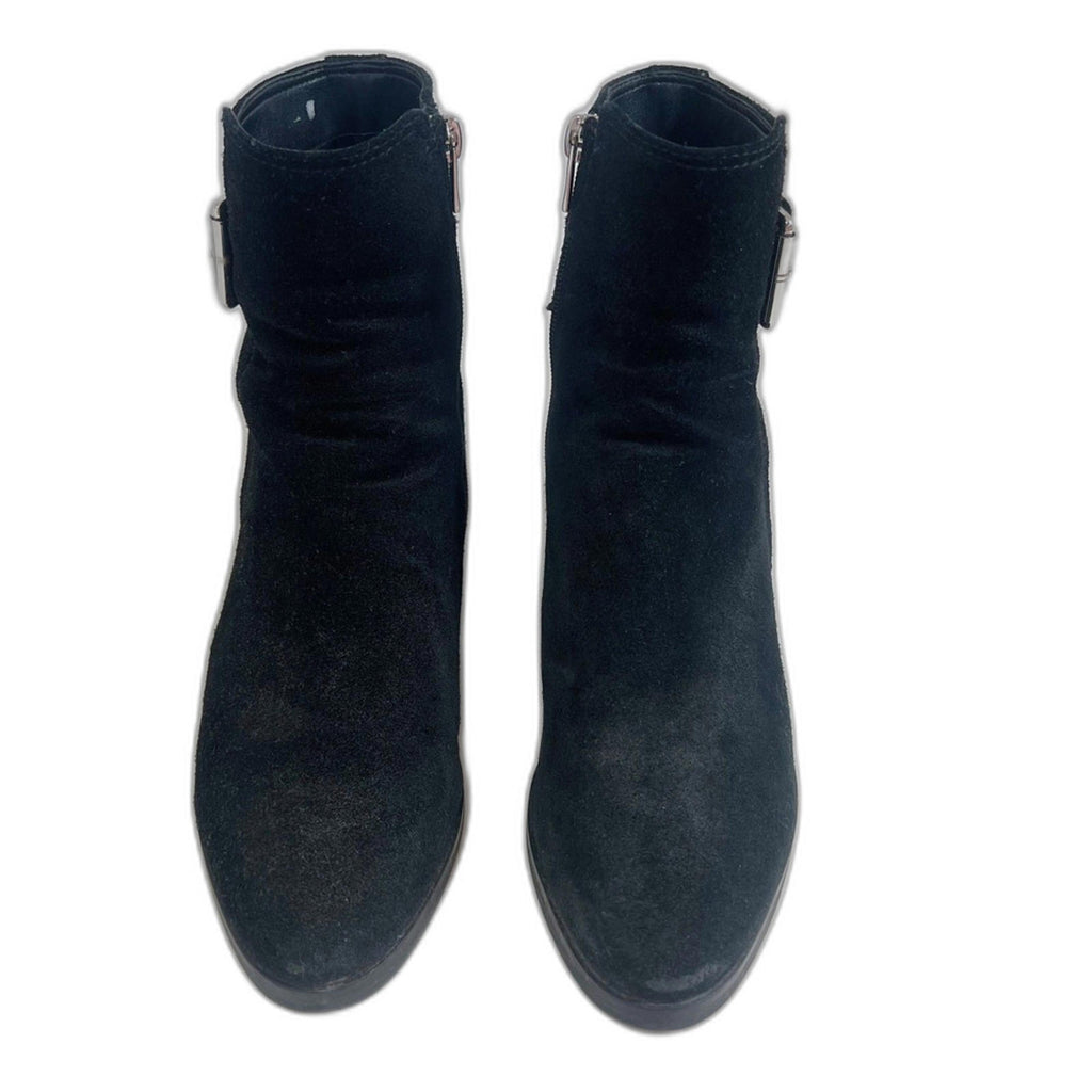 Via Spiga Octavia Black Suede Leather Ankle Boots Booties Buckled Size 8.5