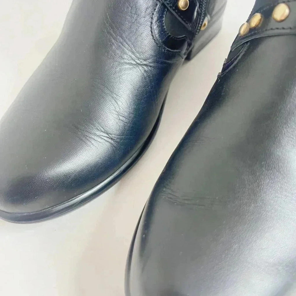 Naot Taku Black Leather Western Boots Gold Studs Aura Collection Size 37