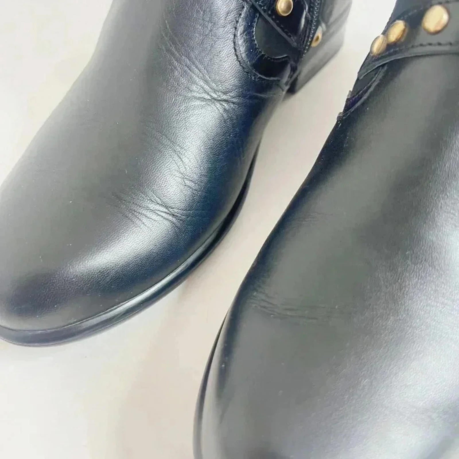 Naot Taku Black Leather Western Boots Gold Studs Aura Collection Size 37