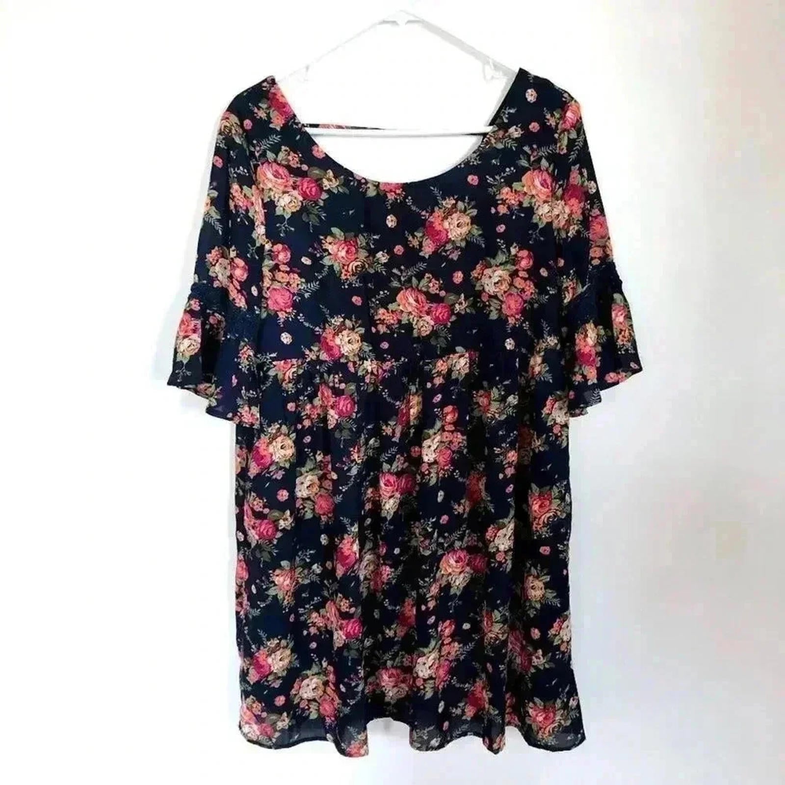 Chic Floral Jodifl Navy Floral Babydoll Dress Flowers Women's Size L