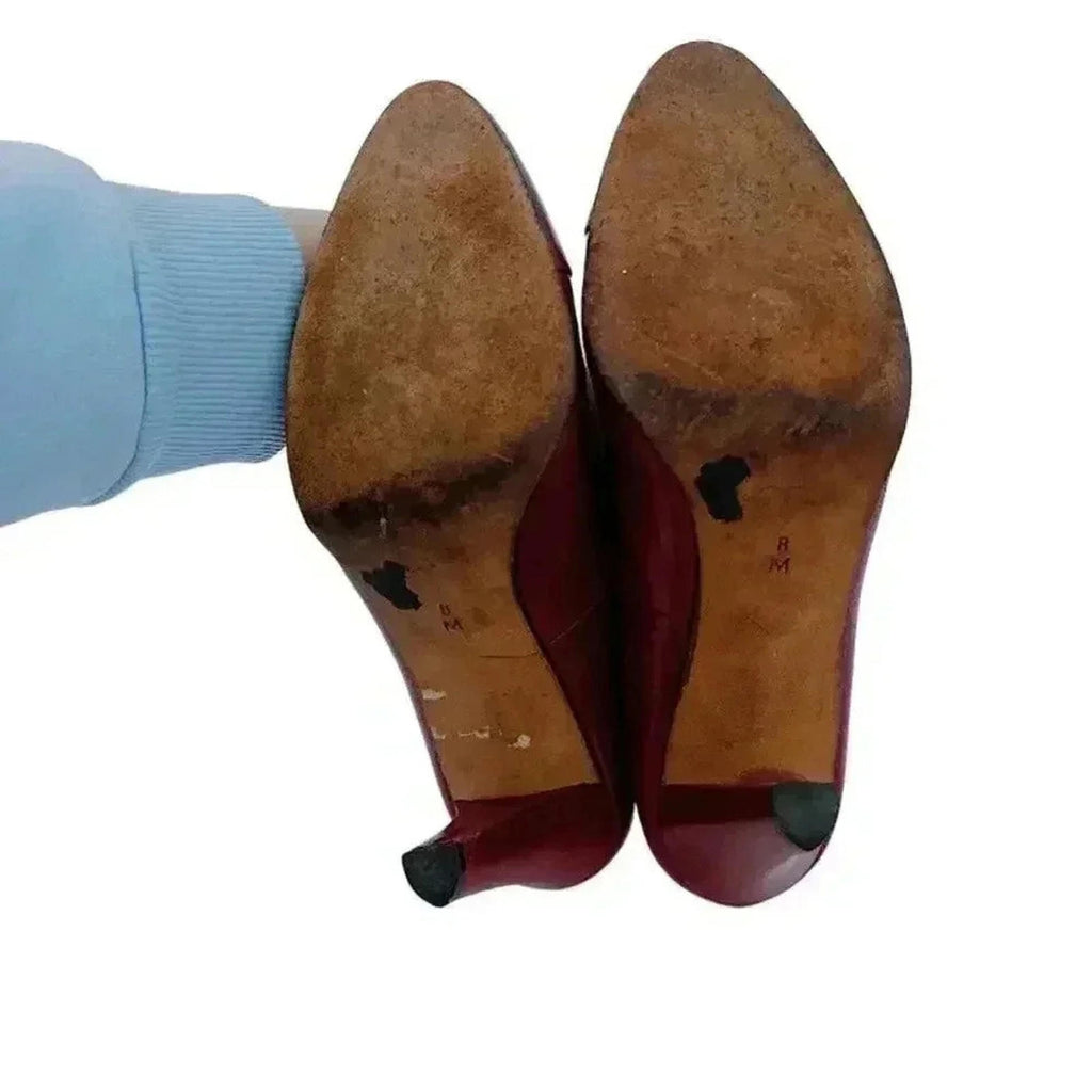 YSL Yves Saint Laurent Vintage Dark Red Leather Pumps Heels Pumps Size 8 US