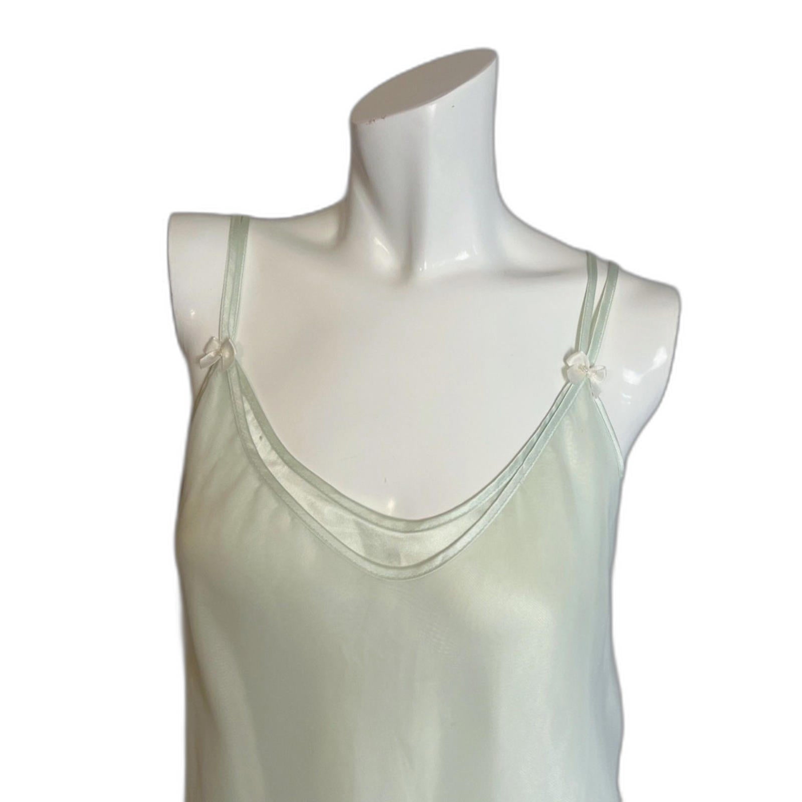 Vintage 80s Alexandra Nicole Light Pastel Green Mint Satin Women's Size S
