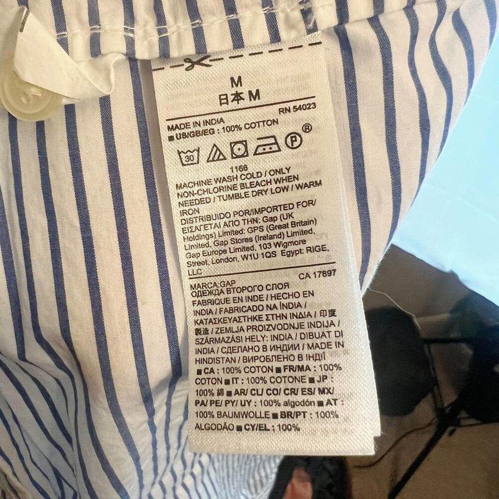 GAP Blue White Striped Shirt Dress Button Up Long Sleeve Women's Size M