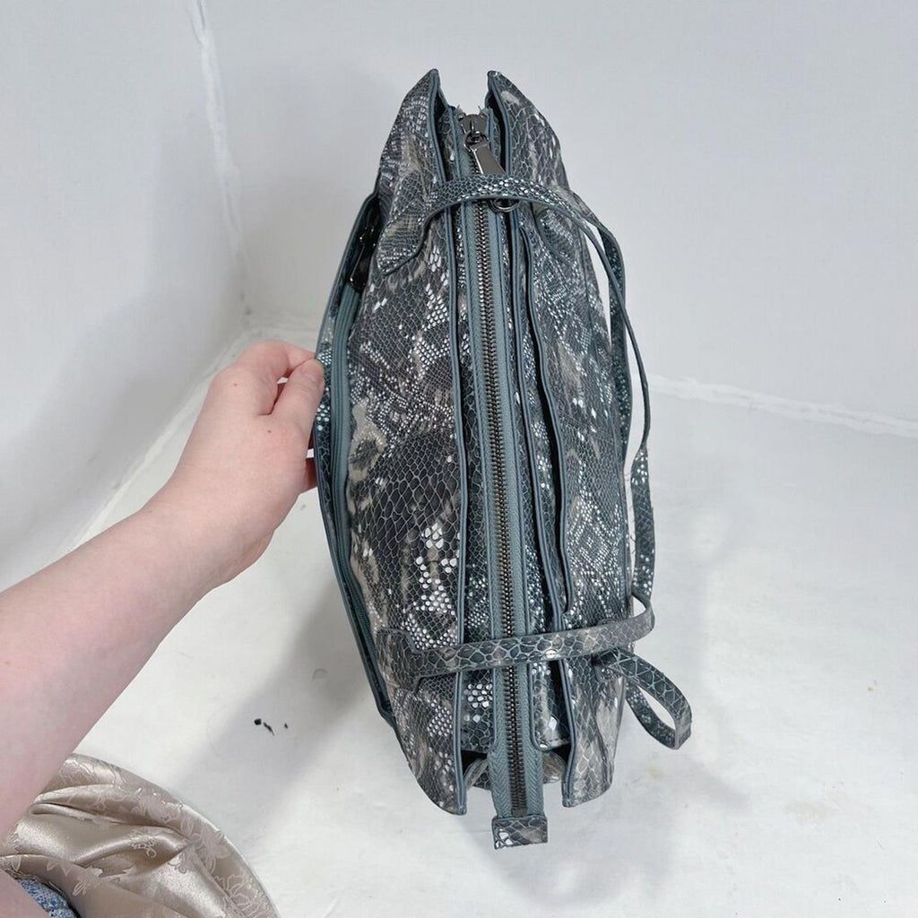 Hobo the Original Grey Snakeprint Leather Shoulder Bag Snakeskin Pure