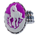 Unicorn Cameo Ring Silver Elastic Adjustable Ring Wedgewood Style Fantasy