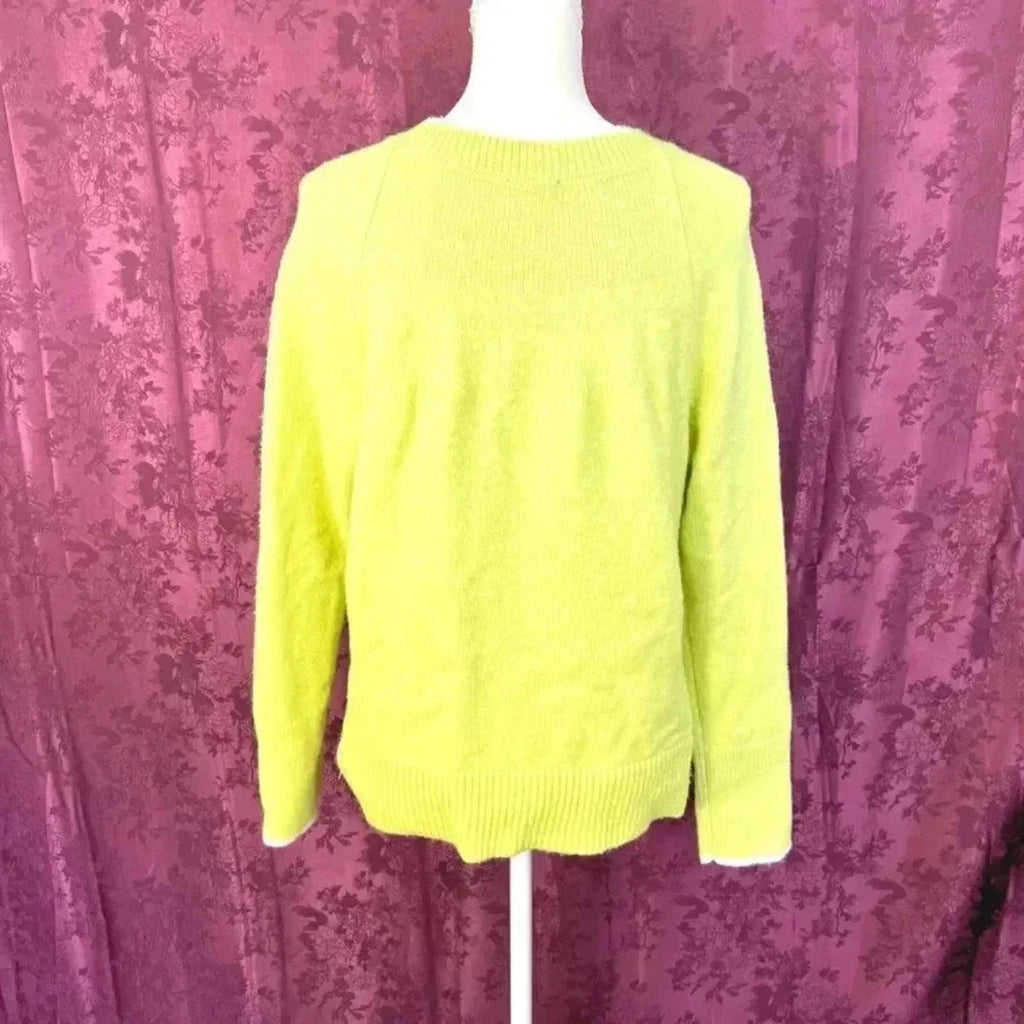 Talbots Wool Blend Lime Green Knit Crewneck Sweater Women's Size M
