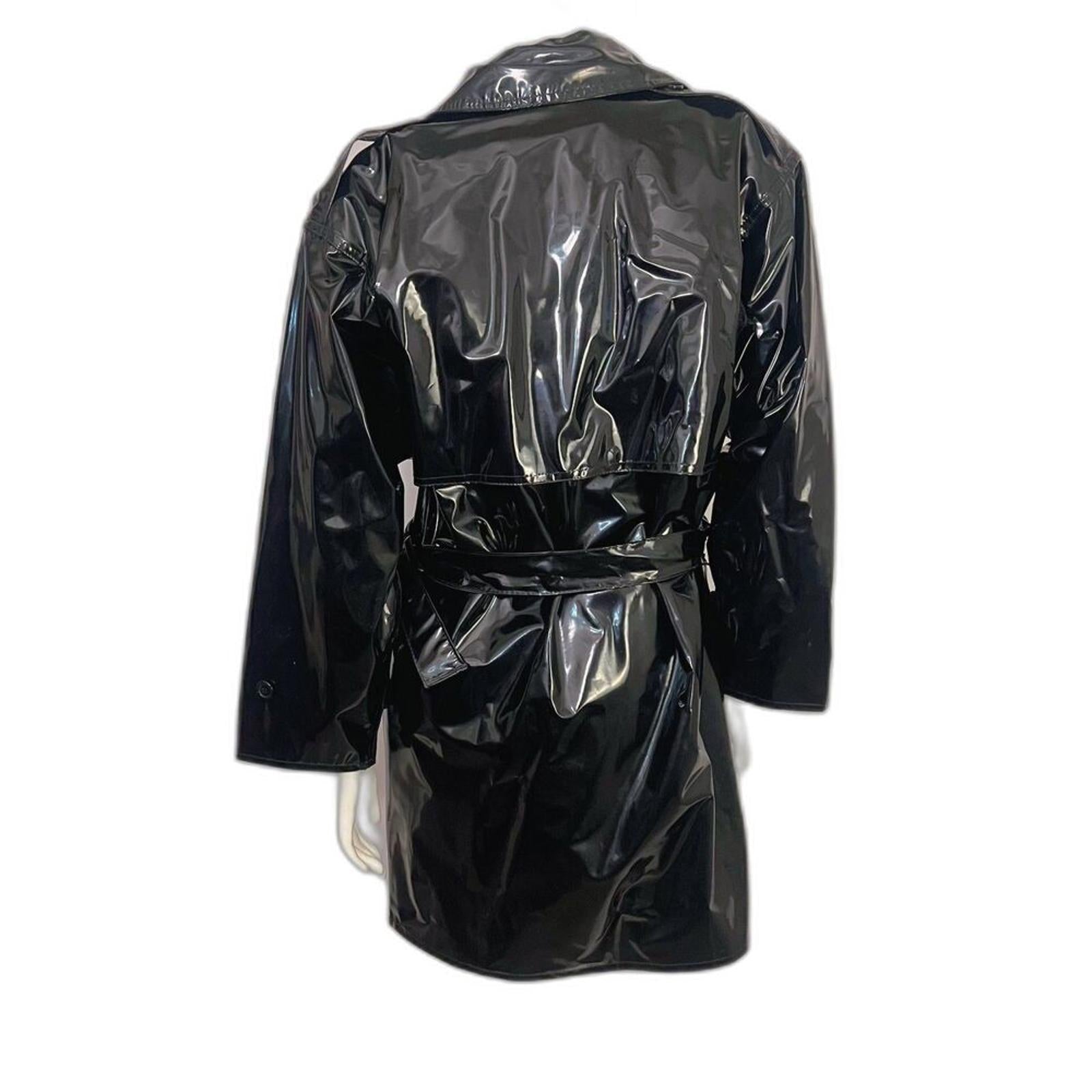 Vintage Misty Harbor Black Vinyl Raincoat Trenchcoat Women's Size S