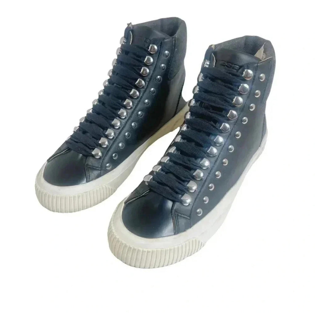 Diesel S-Mustave Womens Black Leather High Top Lace Up Sneaker Size 7.5
